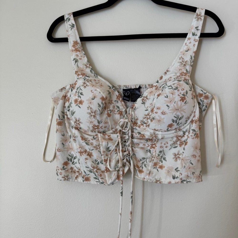 Floral White Crop Top